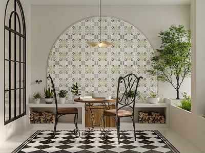 French Molteni & Casual Table and Chair Combination 3d model