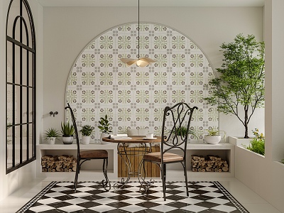 French Molteni & Casual Table and Chair Combination 3d model