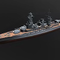 Detailed Warship 3D Model With Turrets Deck And Naval Architecture Design 3d model