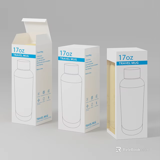 17oz Travel Mug Packaging Boxes With Clear Design For Daily Household Use 3d model 