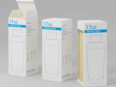 17oz Travel Mug Packaging Boxes With Clear Design For Daily Household Use 3d model