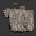 Rustic Wooden Platform Structure On Cliff Edge With Sling Steps And Greenery