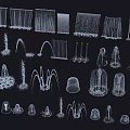 3D Wireframe Fountain Design Models Featuring Various Shapes and Structures 3d model