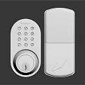 Silver Electronic Door Handle With Keypad Lock And Modern Sleek Design