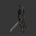 Mythical Warrior In Spiked Red Black Armor Holding Sharp Sword
