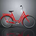 Red Modern Bicycle With Unique Radial Spoke Wheels And Reflective Surface