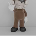 Cartoon Character Decorative Ornament Set With Brown Overalls White Gloves And Waving Hand