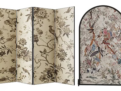 Floral And Bird Pattern Decorative Screens 3d model