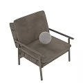 Modern Light Colored Lounge Chair With Wooden Frame Fabric Cushion And Armrests