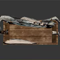 Wooden Crate With Striped Texture Filled With Fresh Fish Inside