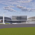 Modern Sales Office Building With Flowing Curved Design And Green Landscape