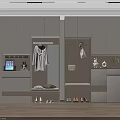 Modern Shoe Cabinet Storage Organizer With Coat Hanging Bag Storage Bench And Decorative Items