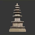 Traditional Multi Tiered Stone Pagoda With Ancient Style Architecture And Base