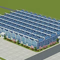 Aerial Planning of Large Glass Greenhouse with Neat Rows and Landscaping Pathways
