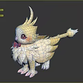 Adorable 3D Game Movie Character With Yellow Feathers Red Bow Tie And Red Eyes