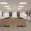 Modern Office Reception Area With Elegant Front Desk And White Marble Countertop Design