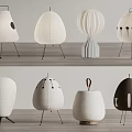 Akari and paper table lamp combination 3d model