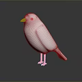 White Bird with Orange Beak and Feet Standing on Reflective Black Surface against Gray Background