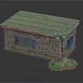 Dilapidated Small House Model With Broken Window Metal Roof Damaged Walls And Nearby Debris