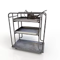 Vintage Metal Three Tier Utility Cart With Rustic Watering Can