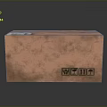 Orange Cardboard Box With Black Icons On Gray Background And Reflection