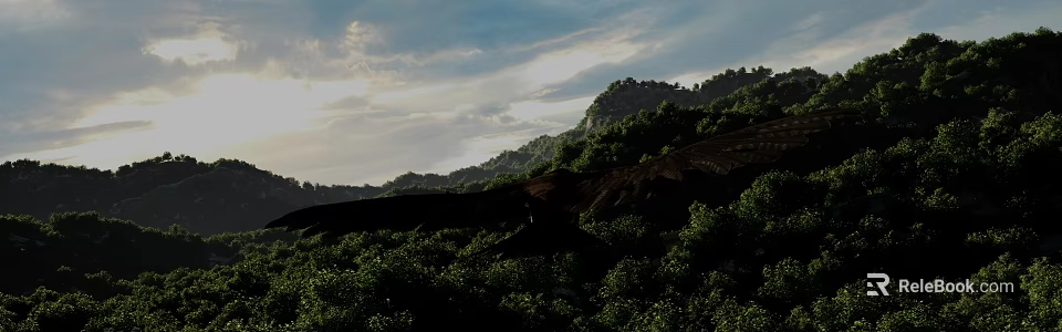 Natural Mountain Scene With Lush Green Vegetation Rolling Hills And Sunlit Cloudy Sky 3d model 