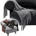 Stylish Single Sofa In Various Colors With Cozy Blankets And Pillows 3d model