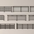 Different Modern Metal Railing Styles With Glass Panels And Balusters 3d model