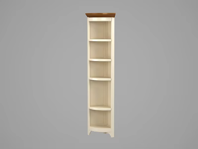 Modern White Storage Shelf With Brown Top And Multiple Shelves For Home Organization 3d model