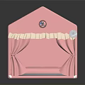 Pink Garden Ornament Cabin Featuring Frilled Trim Curtains And Decor Design