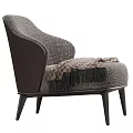 Modern Single Sofa With Gray Fabric Armrest And Draped Blanket On Dark Legs