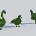 Topiary Bushes Animal Shaped Decorative Garden Shrubs With Small White Flowers