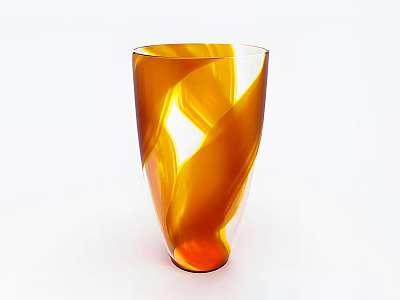 Modern Elegant Decorative Ornament Set With Orange Yellow Glass Vase Spiral Pattern For Home Decor 3d model