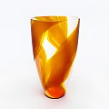 Modern Elegant Decorative Ornament Set With Orange Yellow Glass Vase Spiral Pattern For Home Decor