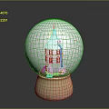 Decorative Snow Globe Set with Blue House Red Roof and Stable Base for Home Decor