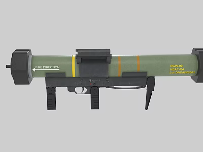 RPG-7 Rocket Launcher With Green Body Yellow Orange Stripes And Black Grip 3d model