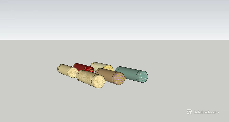 Soft Cylindrical Throw Pillows with Various Colors for Home Decoration 3d model