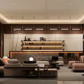 Modern Luxury Clubhouse Interior With Comfortable Sofas Coffee Tables And Pendant Lights