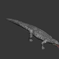 Game Movie Crocodile Character with Open Mouth Sharp Teeth Rough Skin and Horned Head