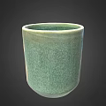 Green Ceramic Mug With Unique Square Handle And Matte Surface Texture 3d model