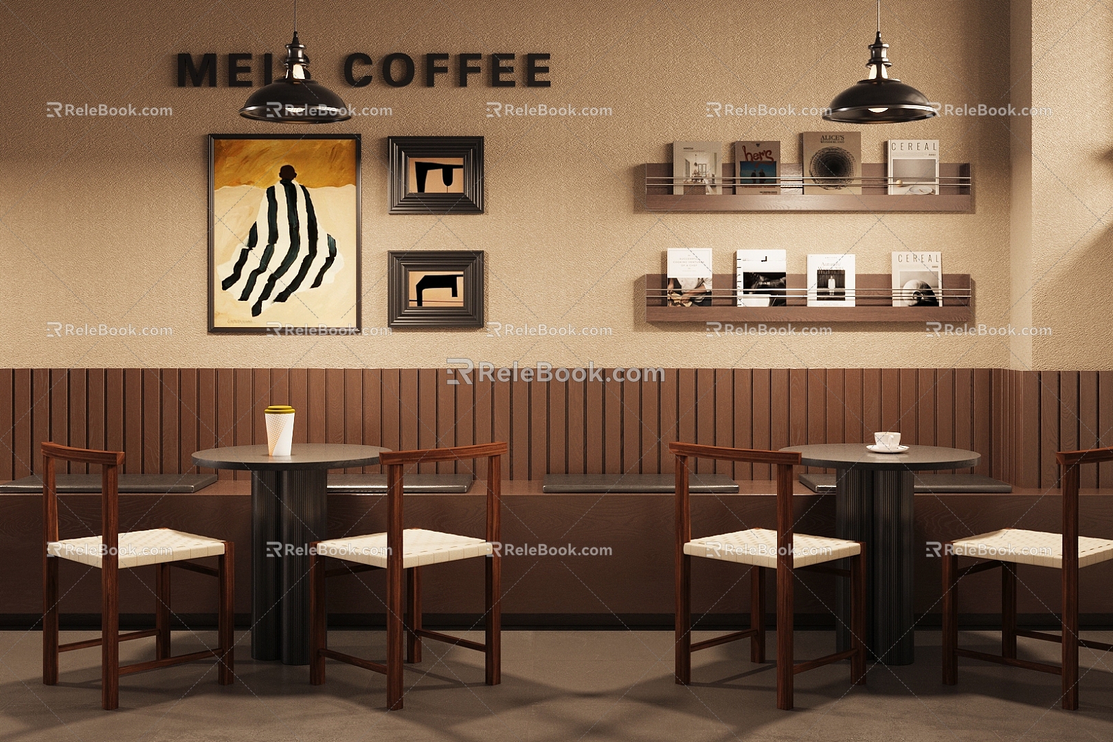 Qui Ji Milk Tea Shop Milk Tea Shop Dining Area Coffee Shop Dining Area Card Seat Table and Chair Milk Tea Shop Card Seat Area Industrial Style Tea Restaurant 3d model