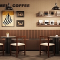 Qui Ji Milk Tea Shop Milk Tea Shop Dining Area Coffee Shop Dining Area Card Seat Table and Chair Milk Tea Shop Card Seat Area Industrial Style Tea Restaurant 3d model