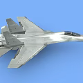 Modern Fighter Jet With Aerodynamic Design And Silver Gray Color In Blue Sky