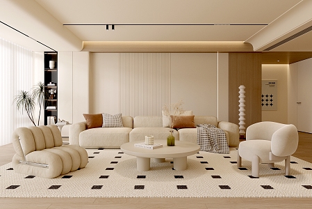 Modern Living Room Sofa Coffee Table Combination Single Person Sofa Multi Person Sofa Picture Floor Lamp Carpet 3d model