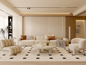 Modern Living Room Sofa Coffee Table Combination Single Person Sofa Multi Person Sofa Picture Floor Lamp Carpet 3d model