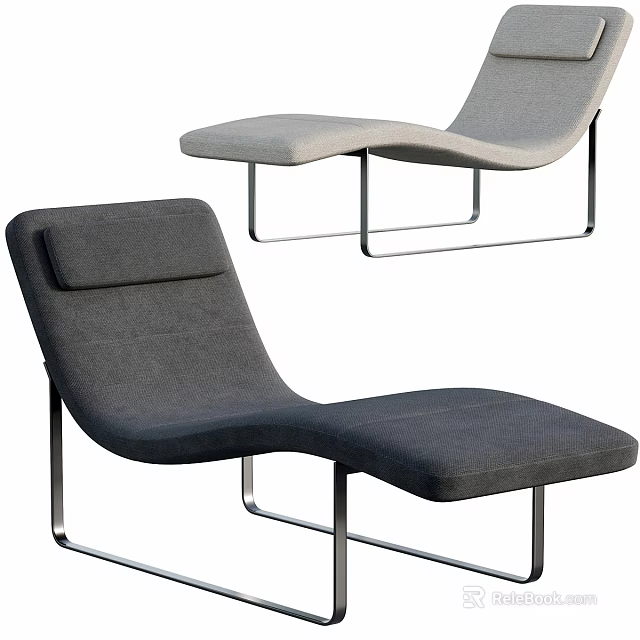 Modern Gray Fabric Sofa Bench With Sleek Metal Frame And Stylish Design 3d model 
