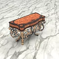 Elegant Vintage Console Table With Ornate Iron Legs And Gold Accents