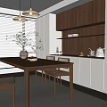 Quiet Style Restaurant Ancient Restaurant Retro Log Dining Tables and Chairs 3d model