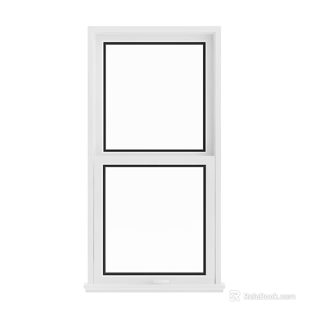 Modern Casement Window With White Frame And Double Glazed Glass Panels 3d model 