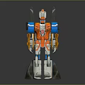 Colorful Robot Action Figure With Orange Blue Silver Mechanical Wings And Standing Pose